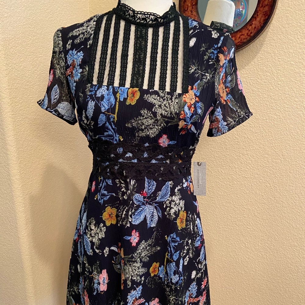 Anthropologie new with tags navy floral dress